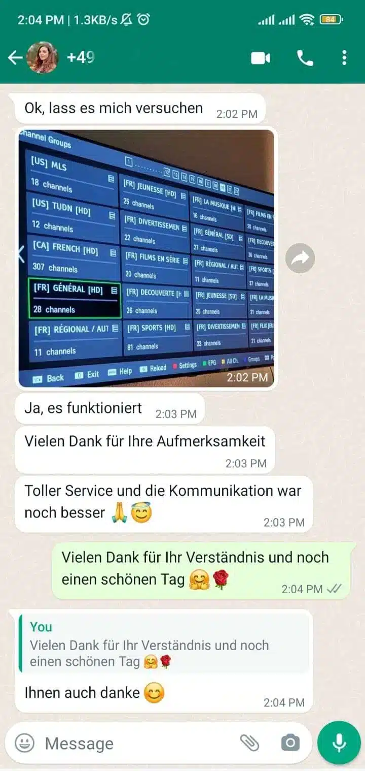 Positive review screenshot for Global IPTV Net lifetime plan
